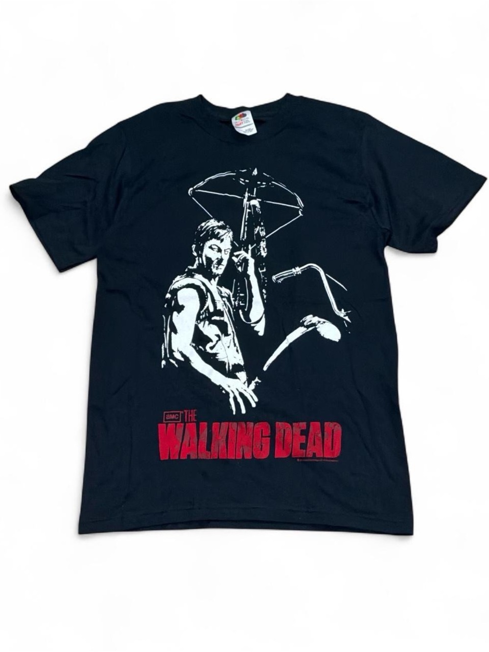 Fruit of the Loom Black Walking Dead Graphic Tee with Red Logo
